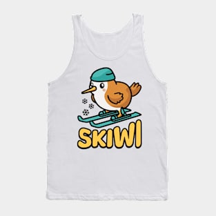 Skiwi! Cute skiing Kiwi Bird Pun Tank Top